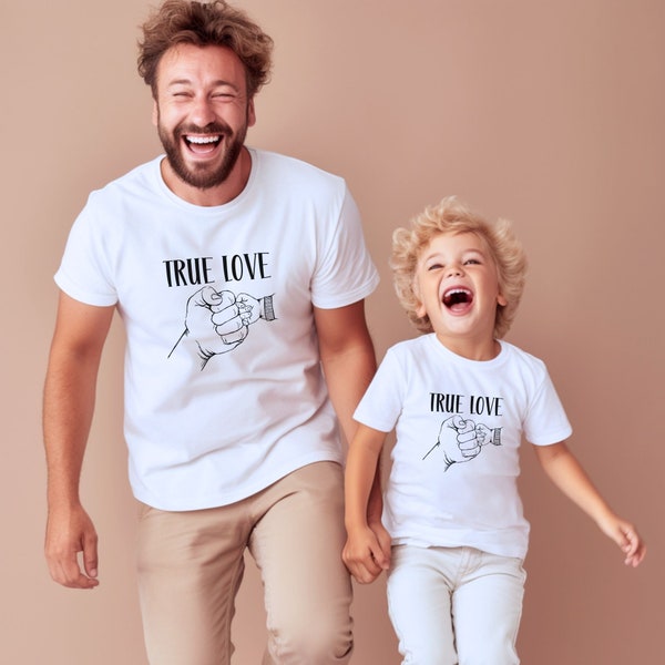 Papa und Mini Tshirt Set, personalisiert, Geschenk Papa, Geschenk für Papa an Weihnachten, Geburtstag, Vatertag, Vatertagsgeschenk, Familie