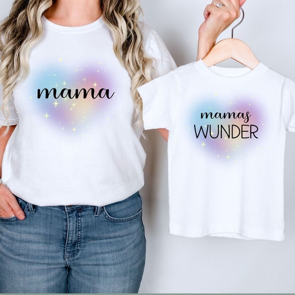 Mama und Tochter Tshirt Set, personalisiert, Geschenk Mama, Geschenk für Mama an Weihnachten, Geburtstag, Muttertag, Muttertagsgeschenk,mini
