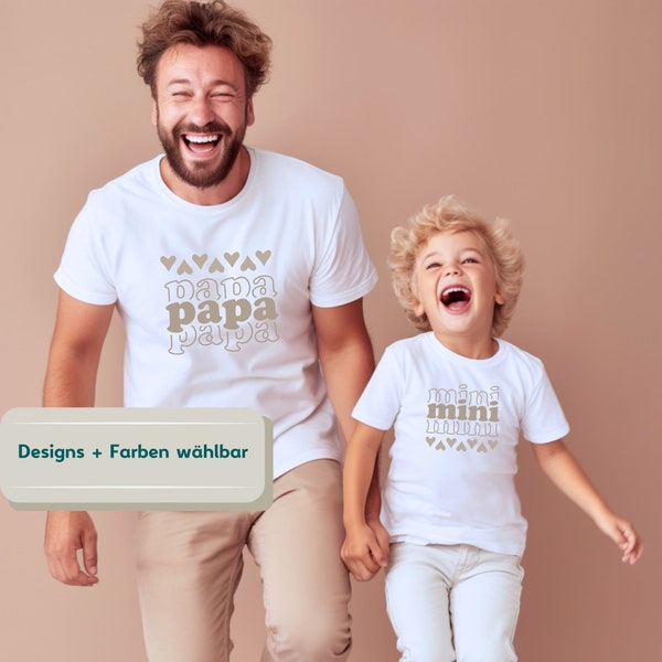 Papa und Mini Tshirt Set, personalisiert, Geschenk Papa, Geschenk für Papa an Weihnachten, Geburtstag, Vatertag, Vatertagsgeschenk, Familie