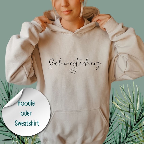 Schwesterherz Pullover Hoodie Sweatshirt, Individuelles Geschenk Schwester, Geschenk Weihnachten Geburtstag, Weihnachtspullover, Schwestern