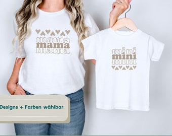 Mama und Mini Tshirt Set, personalisiert, Geschenk Mama, Geschenk für Mama an Weihnachten, Geburtstag, Muttertag, Muttertagsgeschenk