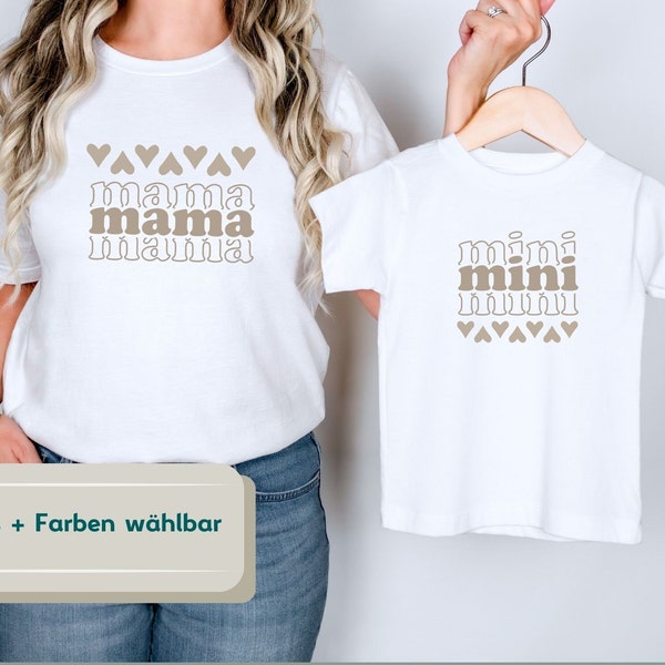 Mama und Mini Tshirt Set, personalisiert, Geschenk Mama, Geschenk für Mama an Weihnachten, Geburtstag, Muttertag, Muttertagsgeschenk