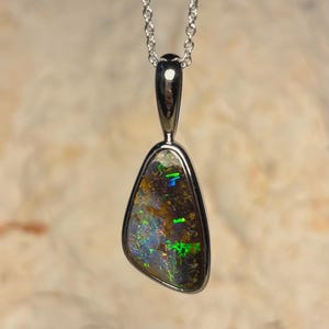 Boulder Opal Pendant - Sterling Silver