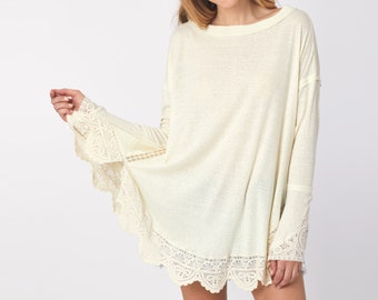 Boho lace trim tunic