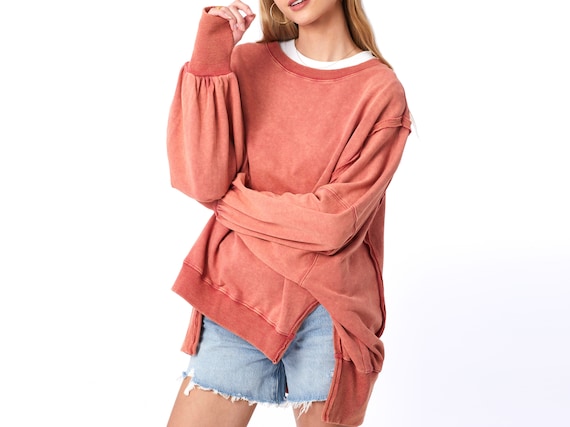 Oversized relaxed vintage washed thumbhole Sweatshirt