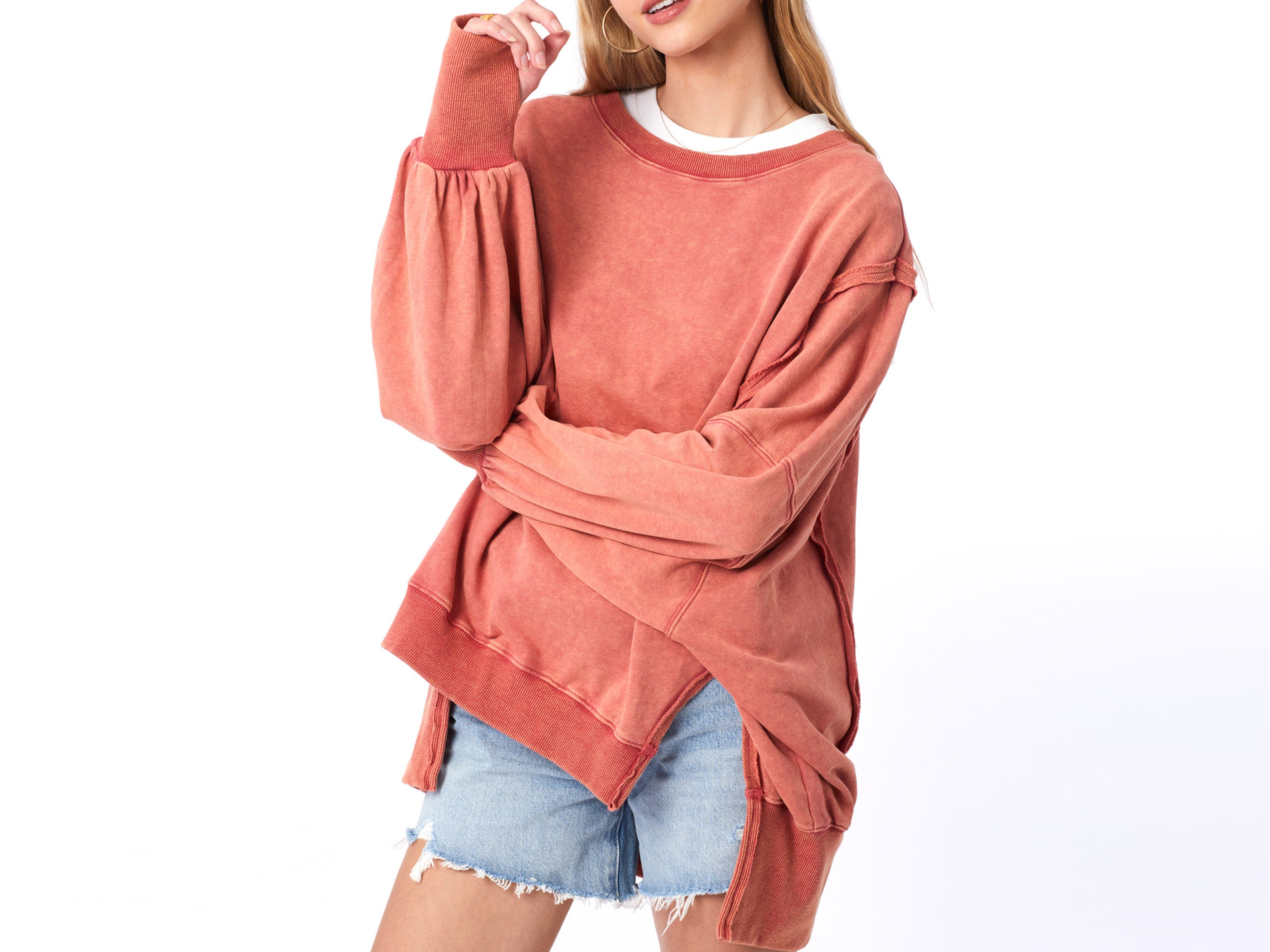 Oversized Relaxed Vintage Washed Thumbhole Sweatshirt - Etsy