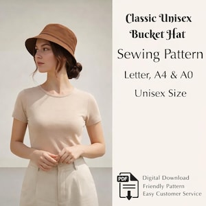 Patrón de costura para sombrero de pescador reversible unisex clásico en formato PDF