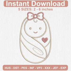 Cute Swaddle Stripes Labor and Delivery Nurse Embroidery Design, L&D Nurse Swaddle Machine Embroidery Pattern, DST PES Files for 4x4 Hoop