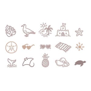 Coastal Summer Beach Embroidery Icons Bundle (Digital Download)