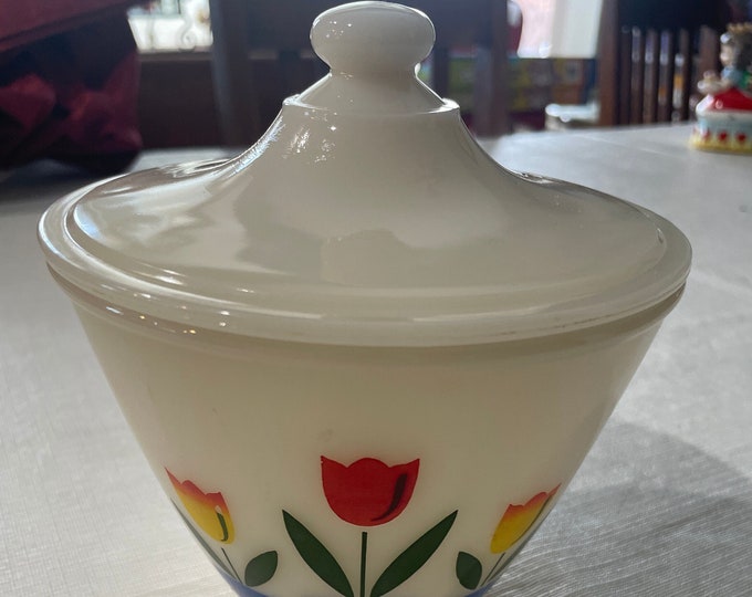 Fire King Tulip Grease Jar With Lid Etsy
