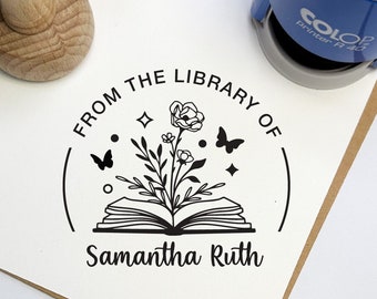 Personalized Book Stamp, From The Library Of, Book Embosser, Book Stamp, Library Embosser, Ex Libris Stamps, Book Lover Gift, Library Stamp
