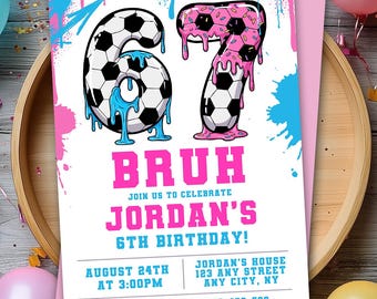 Six Seven Birthday Party Invitation, 6 7 Meme Birthday, 6 7 Invite, 7th Birthday, 6th Birthday Soccer Birthday Editable Canva Template