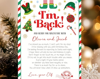 Editable Elf Arrival Letter Return Letter Christmas Elf I'm Back Elf Welcome Christmas Elf Letter from Your Elf Printable Template