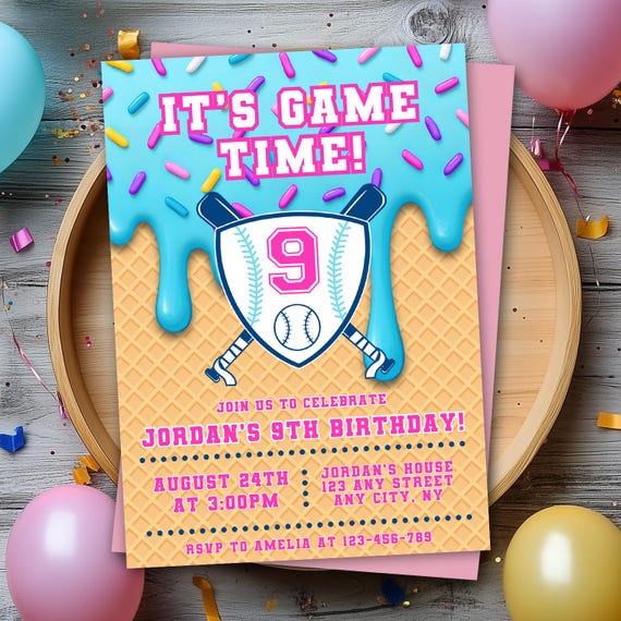 Baseball Drip Birthday Party Invitation, Editable Canva Template, Digital Baseball Birthday Invite, Baseball Drip, Instant Access & Download