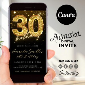 30th Birthday Invitation, Editable Digital Invite, Canva Template, Dirty Thirty Evite, Printable Card, Instant Download, Fun 30th Party