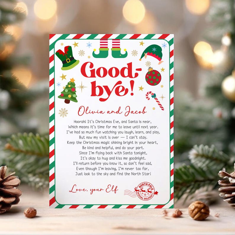 Editable Elf Goodbye Letter Elf Departure Letter Elf Farewell Letter ...