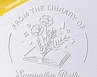 Flower Book Embosser, From The Library Of Book Embosser, Book Stamp, Library Embosser, Ex Libris Teacher Stamp, Ex Libris Embosser Stamp