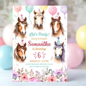 Pferd Geburtstagseinladung Reiterparty einladen Pony Thema Geburtstag Kinderparty Pferd Geburtstagskarte Western Cowgirl Cowboy Feier