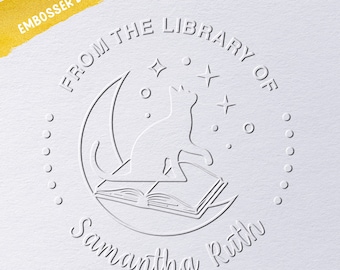 Book Embosser, Custom From The Library Of Book Embosser, Book Stamp, Library Embosser, Ex Libris Cat book embosser, Ex Libris Embosser Stamp