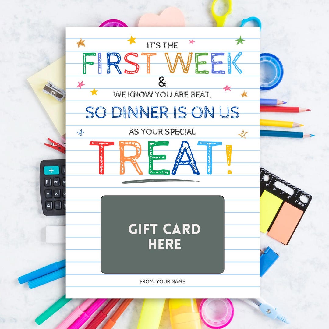 First Day of School Gift Card Holder Printable Canva Template Dinner is ...