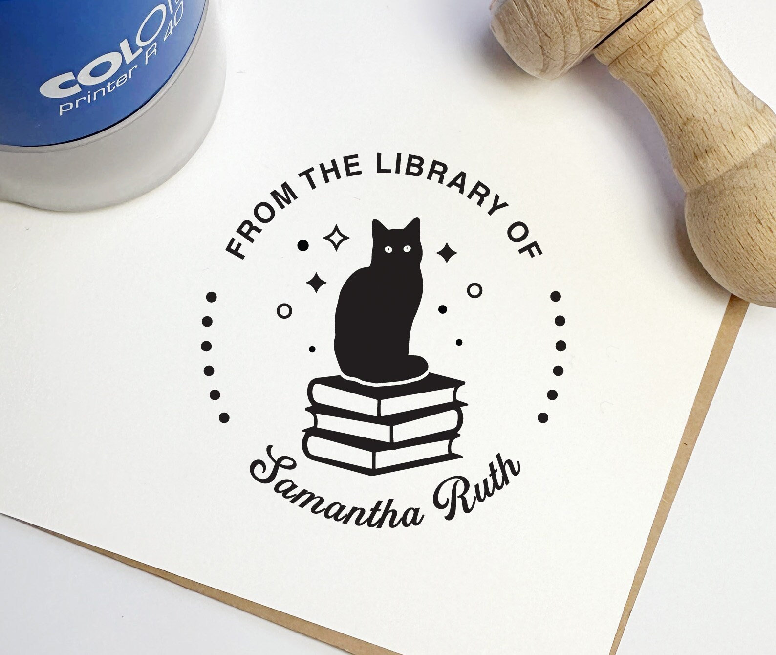 Family Library Stamp, Bookplate Stamp, Gift for Book Lovers