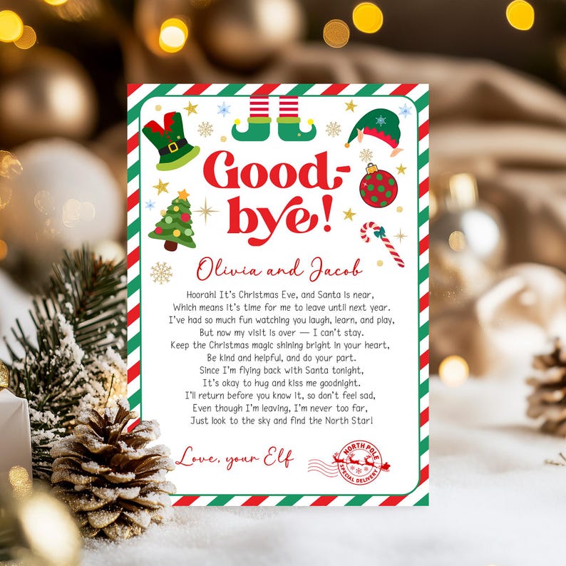 Editable Elf Goodbye Letter Elf Departure Letter Elf Farewell Letter ...
