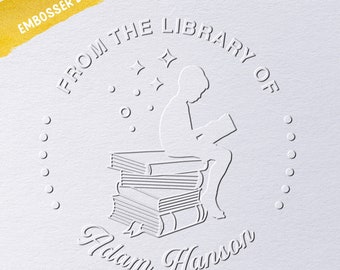 Book Embosser, Custom stamp From The Library Of, This Book Belongs to, Ex Libris, Book Lover Gift, Book Stamp, personal library stamp