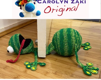 Butoir de porte grenouille original écrasé Amigurumi Modèle au crochet PDF à téléchargement immédiat, disponible en anglais uniquement