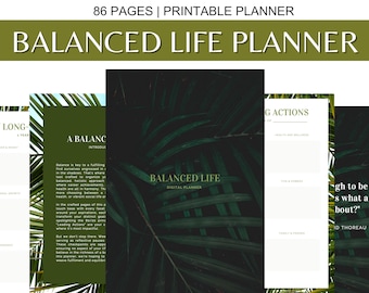 Balanced Life Planner, Printable Digital Journal, Digital Planner, Life Planner, Digital Download, Instant Download
