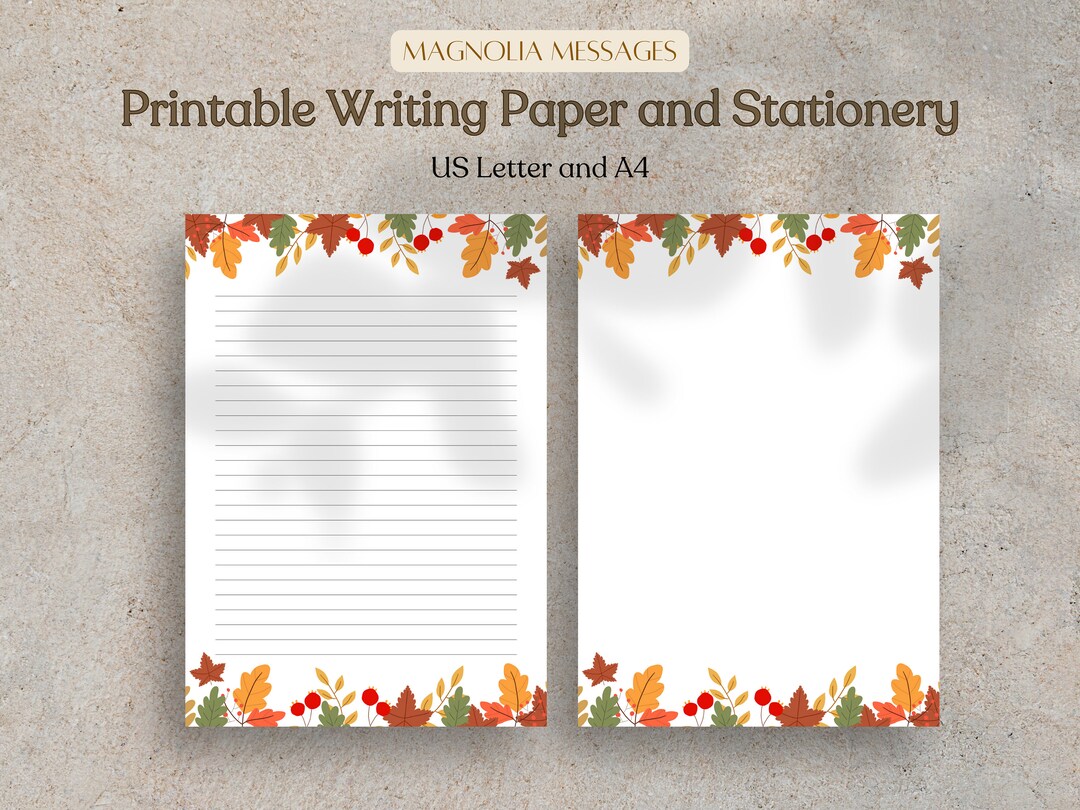 Fall Leaves Printable Writing Paper A4 and Letter Lined - Etsy