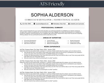 Resume & Cover Letter Bundle Template for Microsoft Word Google Docs Apple Mac Pages ATS Friendly Teacher One and Two Page Simple Modern CV