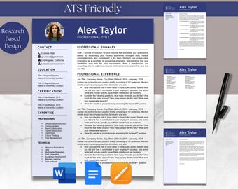 Resume & Cover Letter Bundle Template for Microsoft Word Google Docs Apple Mac Pages ATS Friendly Teacher One and Two Page Simple Modern CV