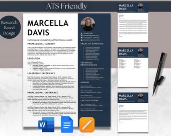Student with No Experience Resume & Cover Letter Bundle Template with Photo Microsoft Word Google Docs Apple Pages ATS Friendly One Page CV
