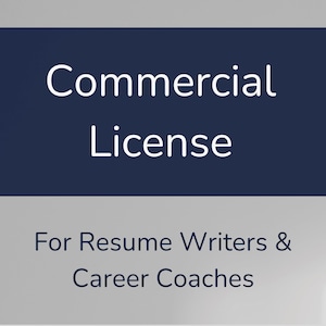 Commercial License for Resume Writers & Career Coaches, Use Resume CV Templates as Part of Your Services, Extended License