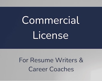Commercial License for Resume Writers & Career Coaches, Use Resume CV Templates as Part of Your Services, Extended License