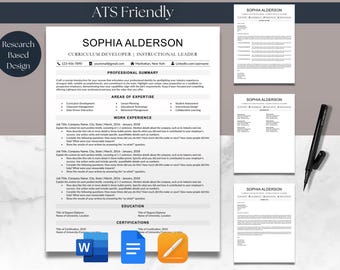Resume & Cover Letter Bundle Template for Microsoft Word Google Docs Apple Mac Pages ATS Friendly Teacher One and Two Page Simple Modern CV