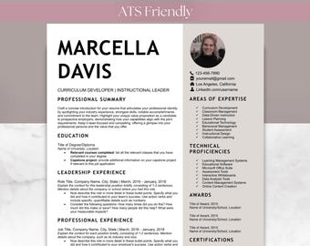 Student with No Experience Resume & Cover Letter Bundle Template with Photo Microsoft Word Google Docs Apple Pages ATS Friendly One Page CV