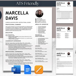 Student with No Experience Resume & Cover Letter Bundle Template with Photo Microsoft Word Google Docs Apple Pages ATS Friendly One Page CV