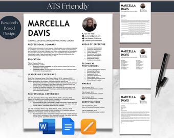 Student with No Experience Resume & Cover Letter Bundle Template with Photo Microsoft Word Google Docs Apple Pages ATS Friendly One Page CV