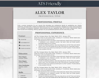 Resume & Cover Letter Bundle Template Microsoft Word Google Docs Apple Mac Pages ATS Friendly One and Two Page Simple Modern CV Executive