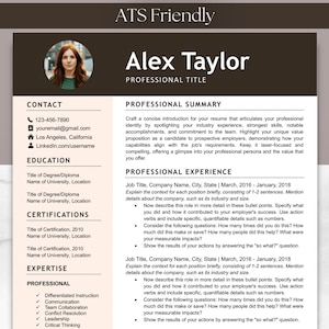 Plantilla de paquete de currículum y carta de presentación para Microsoft Word, Google Docs, Apple, Mac Pages, ATS, CV moderno y sencillo de una y dos páginas para profesores