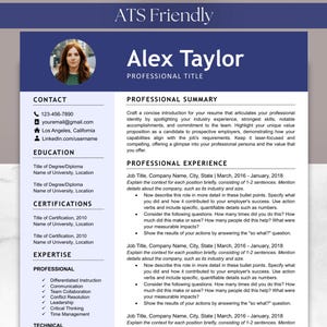 Plantilla de paquete de currículum y carta de presentación para Microsoft Word, Google Docs, Apple, Mac Pages, ATS, CV moderno y sencillo de una y dos páginas para profesores