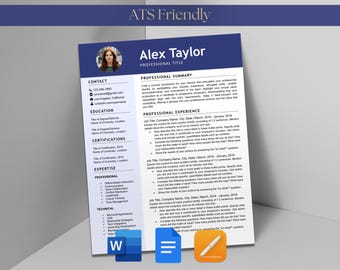 Resume & Cover Letter Bundle Template for Microsoft Word Google Docs Apple Mac Pages ATS Friendly Teacher One and Two Page Simple Modern CV