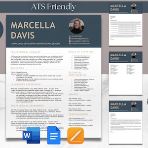 Plantilla de paquete de currículum y carta de presentación para estudiantes sin experiencia con foto Microsoft Word Google Docs Apple Pages ATS Friendly One Page CV