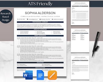 Resume & Cover Letter Bundle Template for Microsoft Word Google Docs Apple Mac Pages ATS Friendly Teacher One and Two Page Simple Modern CV