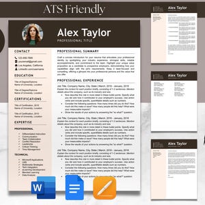 Plantilla de paquete de currículum y carta de presentación para Microsoft Word, Google Docs, Apple, Mac Pages, ATS, CV moderno y sencillo de una y dos páginas para profesores