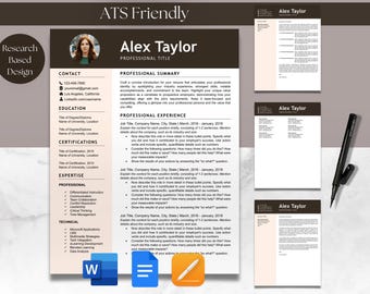 Resume & Cover Letter Bundle Template for Microsoft Word Google Docs Apple Mac Pages ATS Friendly Teacher One and Two Page Simple Modern CV