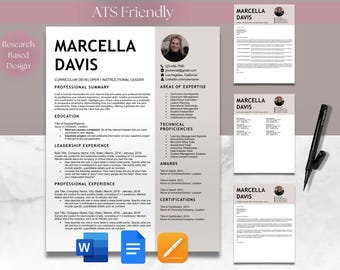 Student with No Experience Resume & Cover Letter Bundle Template with Photo Microsoft Word Google Docs Apple Pages ATS Friendly One Page CV