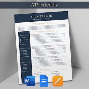 Modello di curriculum e lettera di presentazione da una e due pagine per Microsoft Word, Google Docs, Apple Mac Pages, ATS, Business, Simple Modern CV.