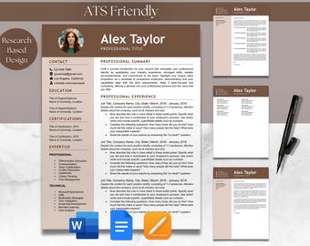 Resume & Cover Letter Bundle Template for Microsoft Word Google Docs Apple Mac Pages ATS Friendly Teacher One and Two Page Simple Modern CV